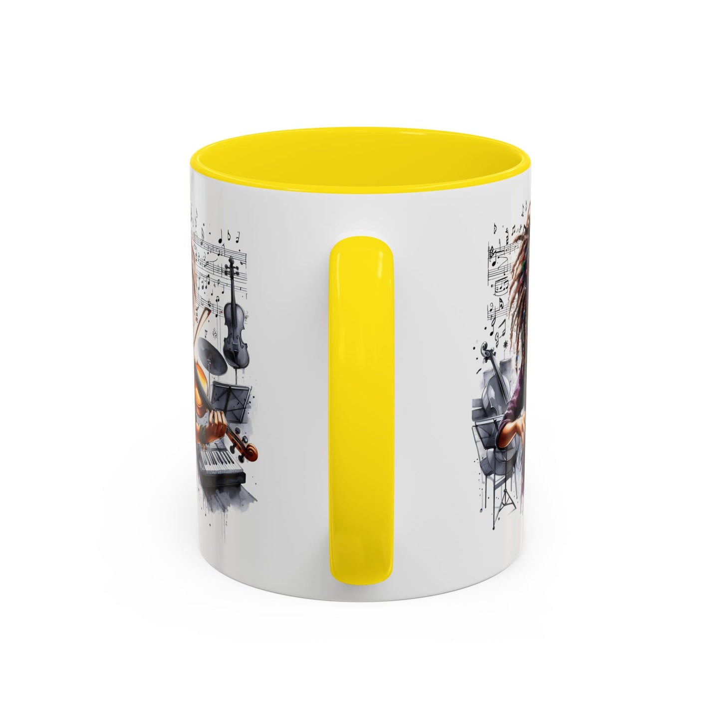 Musical Accent Coffee Mug, Music Lover Gift, Black and White Mug, Jazz Theme Mug, Artist Appreciation