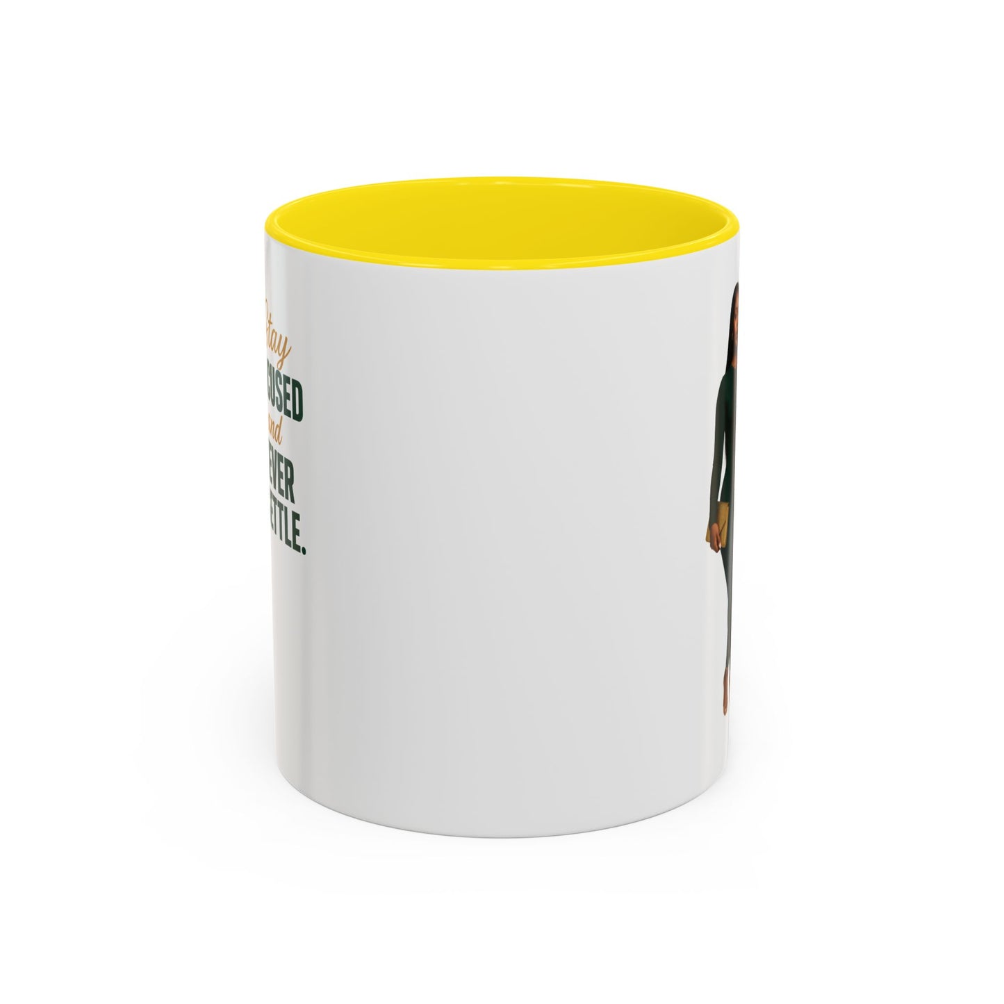 Motivational Accent Coffee Mug - Stay Focused and Never Settle | Inspirational Gift, Coffee Lover, Office Decor, Home Kitchen