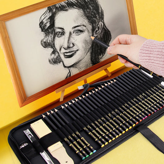 41 Pieces Drawing Sketch Pencil Cloth Bag Set