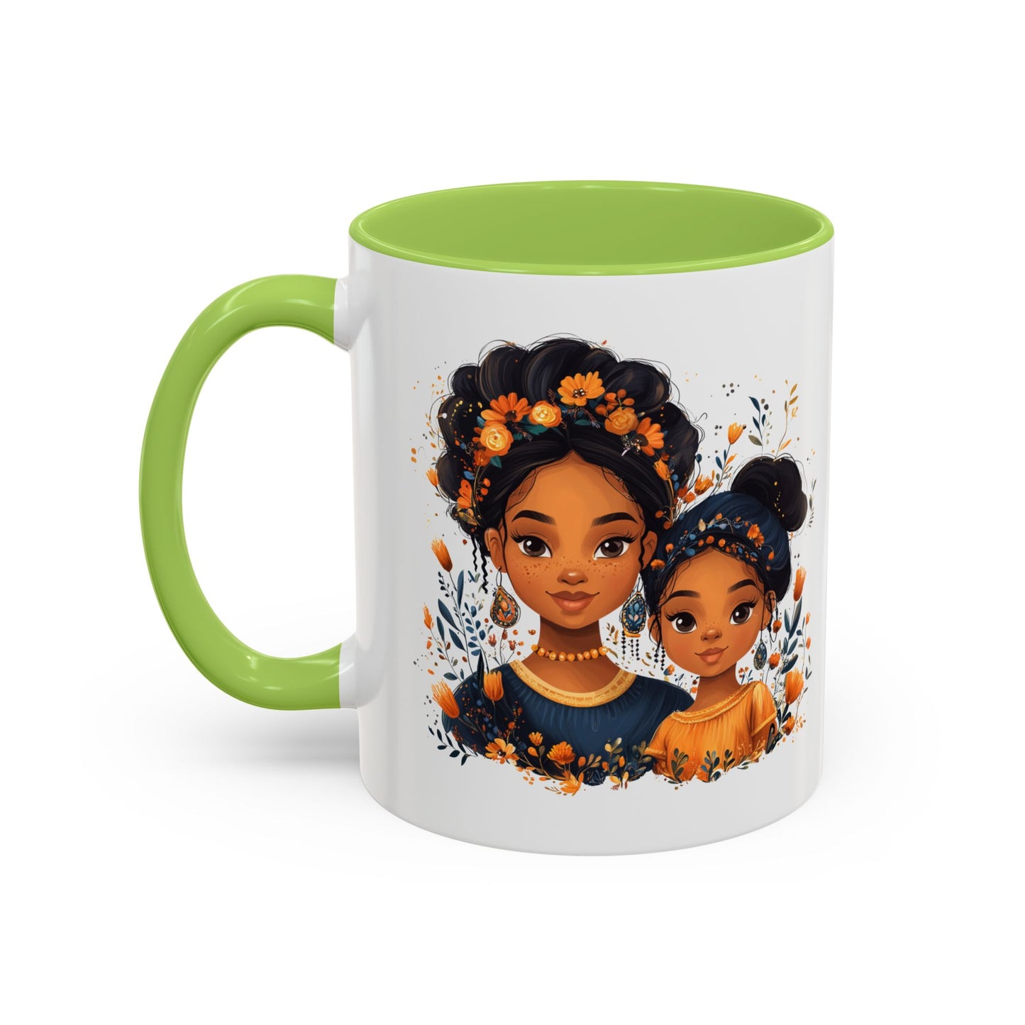 Cute Floral Accent Mug for Coffee Lovers, Gift for Moms, Family Bonding, Fall Decor, Unique Tea Mug