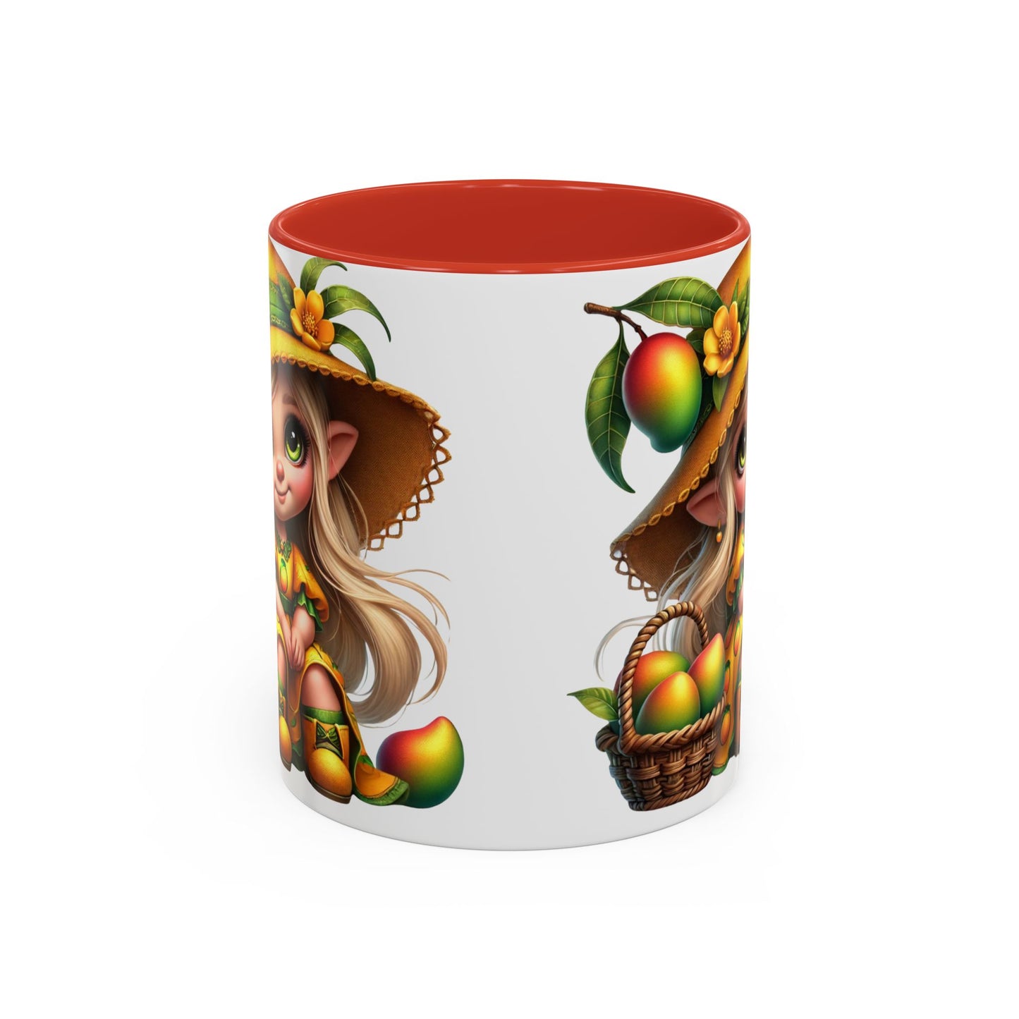Whimsical Mango Fairy Coffee Mug - Cute Illustrative Design for Fruit Lovers