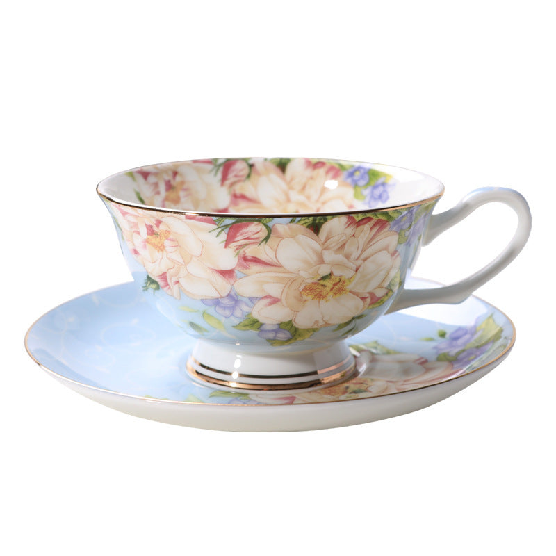 European Gold Foil Bone Porcelain Coffee Set Suit