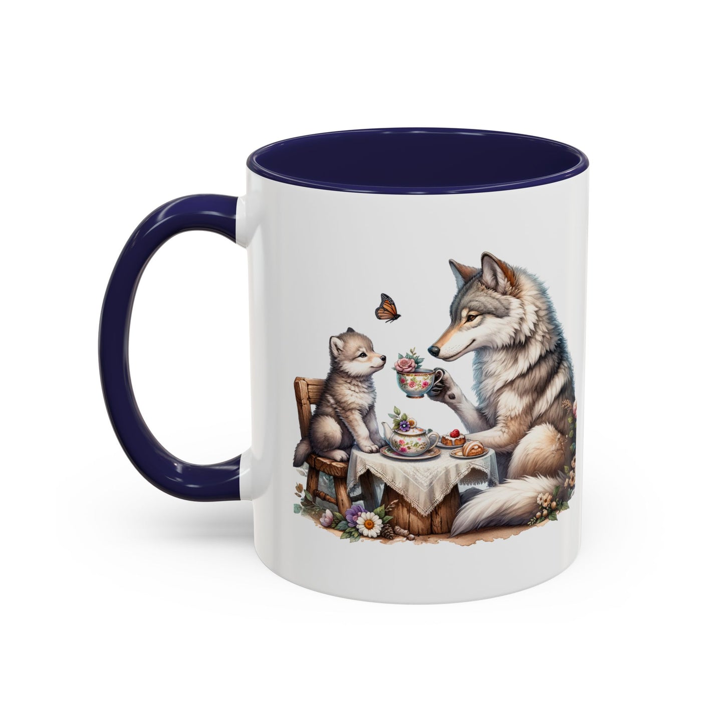 Whimsical Wolf Tea Time Mug | Cute Animal Coffee Cup, Gifts for Animal Lovers, Home Decor, Cozy Kitchen, Unique Gift Idea