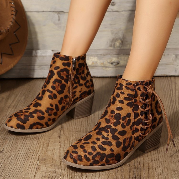 Plus Size Leopard Print Side Strap Fashion Boots Store Hive UNIjuntos