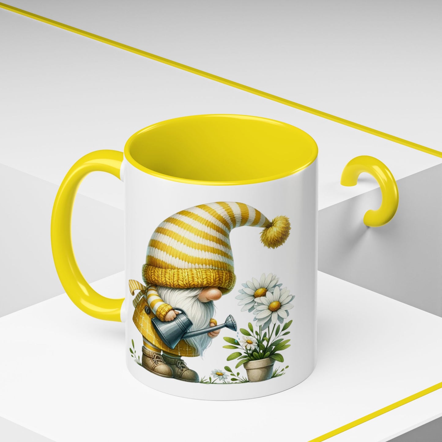 Charming Gnome Accent Coffee Mug, Cute Nature Decor, Garden Lover Gift, Springtime Coffee Cup, Whimsical Kitchenware