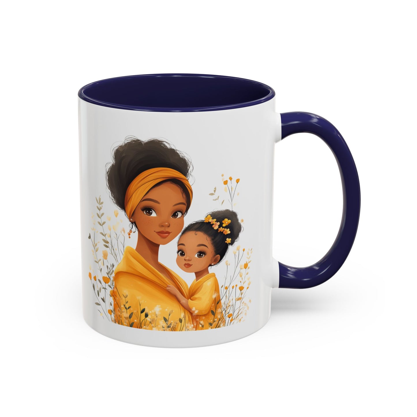 Cozy Mother & Child Coffee Mug, Floral Coffee Cup, Gift for Mom, Tea Lover’s Mug, Cute Mom Mug