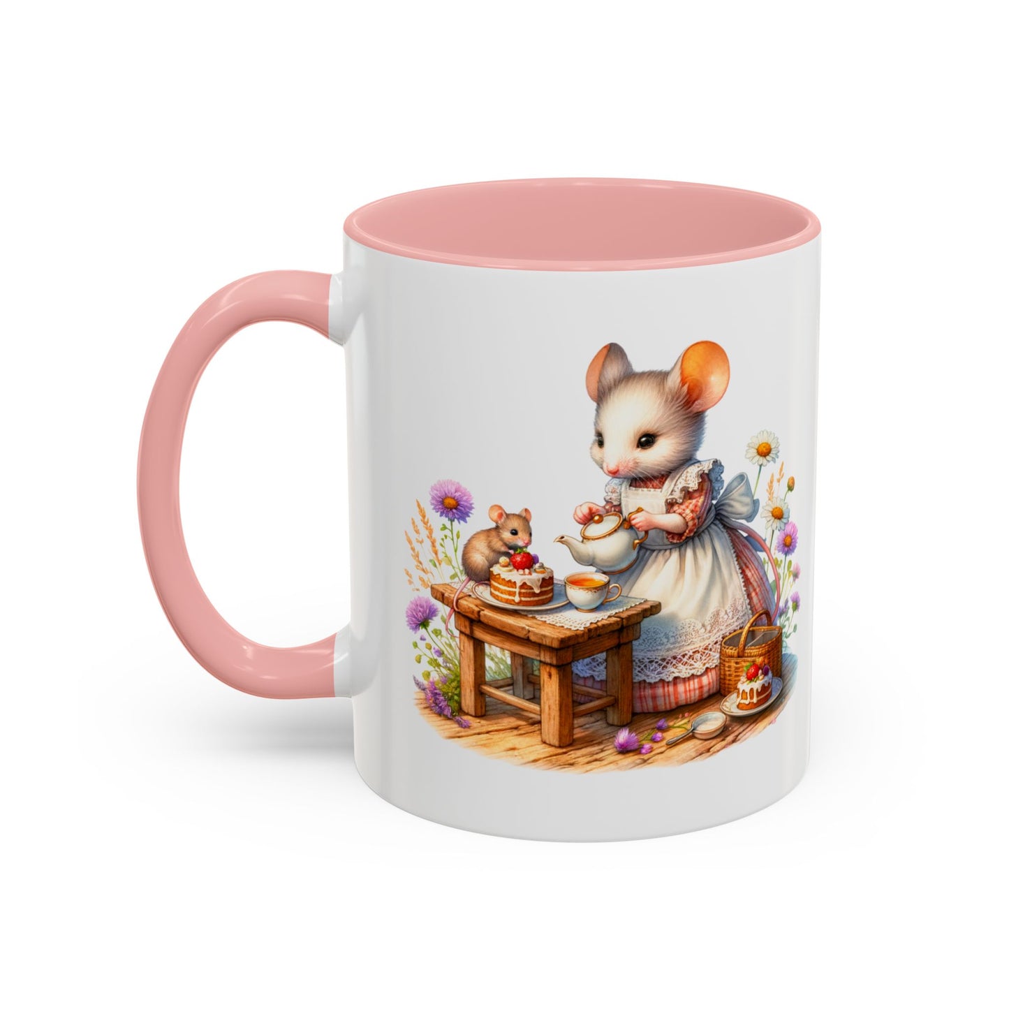 Adorable Mouse Kitchen Coffee Mug, Cute Animal Mug, Gift for Baking Lovers, Cozy Home Decor, Kitchenware, Tea Mug, Floral Design