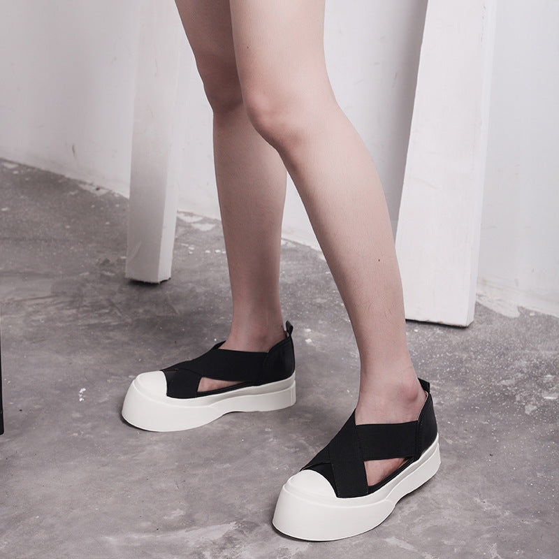 Fashion Hollow Cross Strap Platform Shoes
