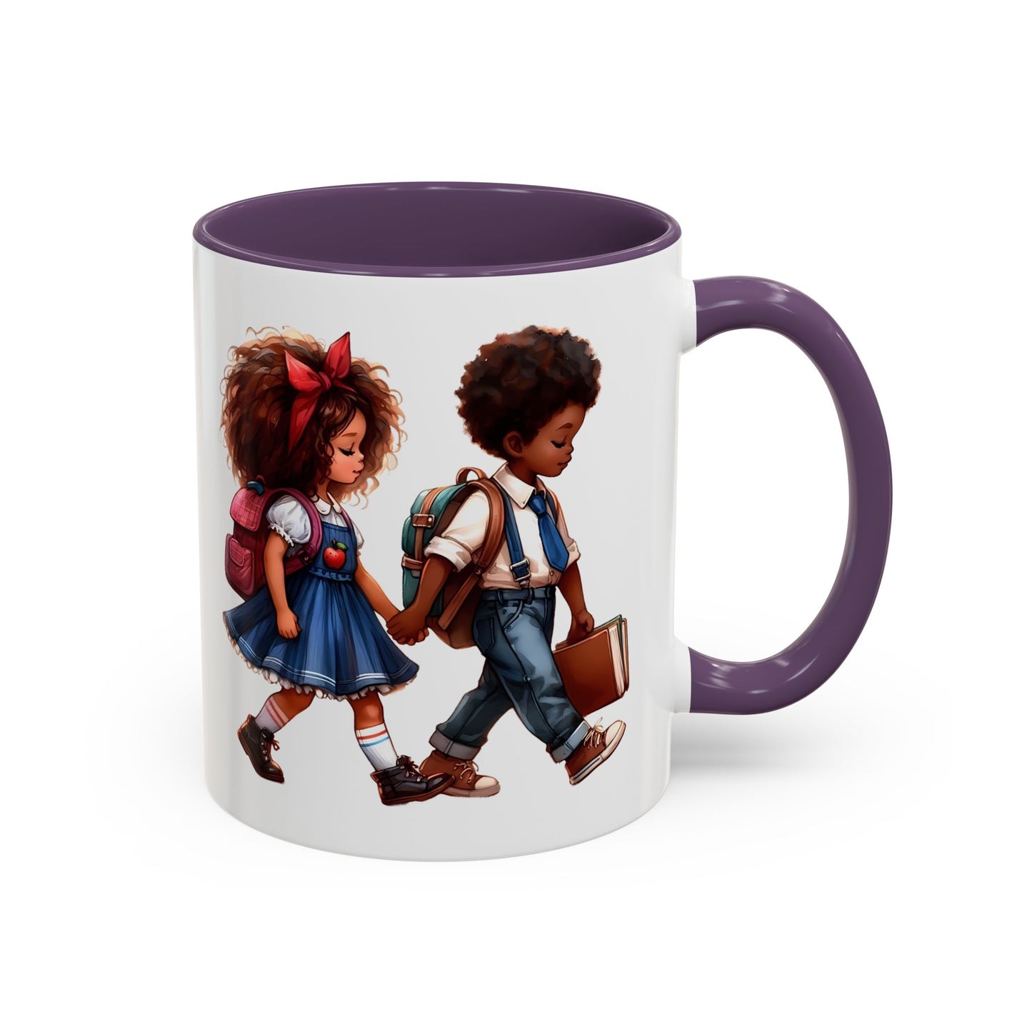 Cute Kids Walking Accent Coffee Mug | Back to School, Teacher Gift, Children's Art, Personalized Tea Cup, Unique Gift Idea