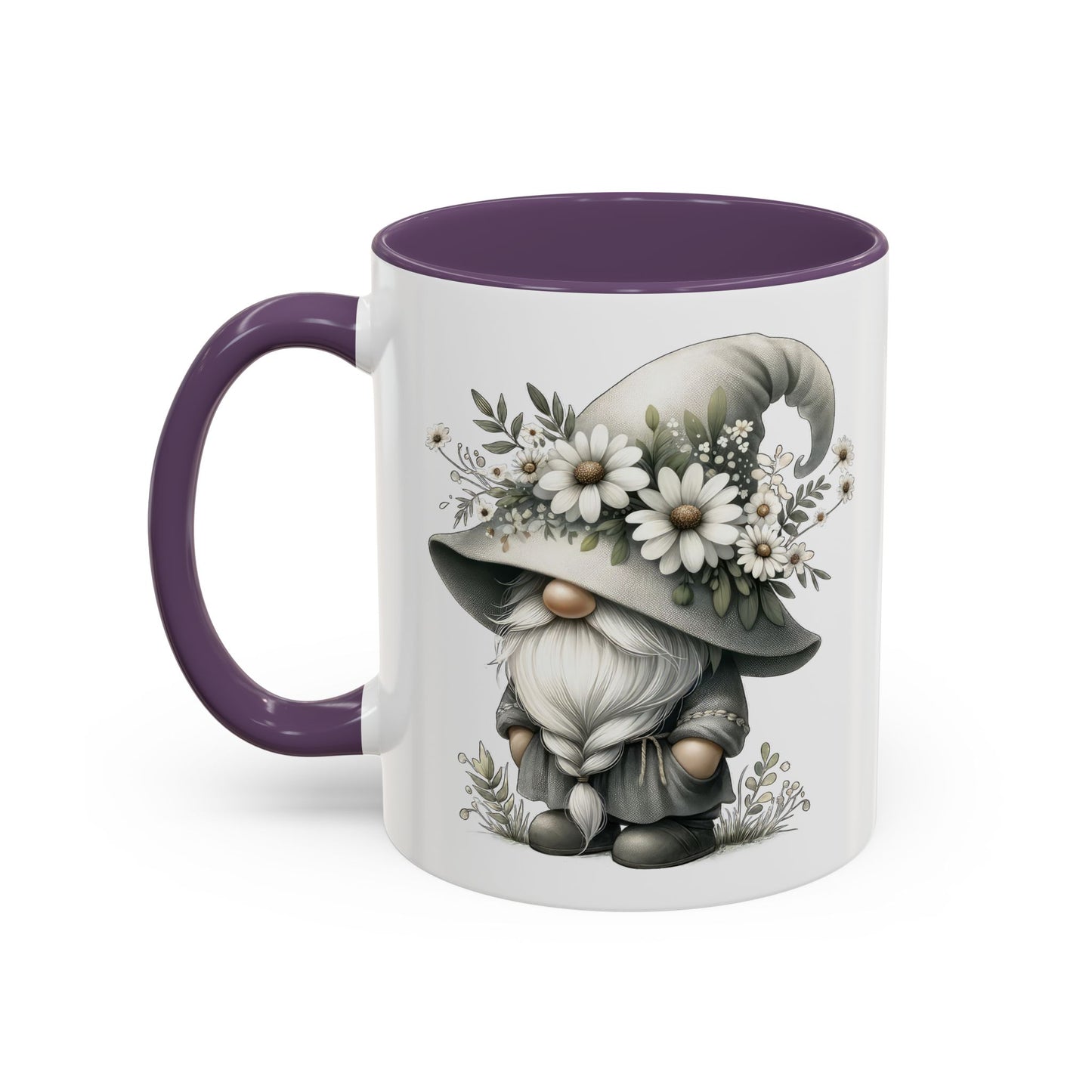 Whimsical Gnome Coffee Mug, Cute Floral Mug, Gift for Garden Lovers, Accent Mug for Coffee, Tea, and Hot Cocoa
