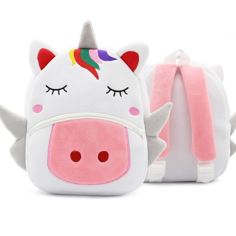 Enfants École Sac À Dos de Dessin Animé Arc-En-Licorne Conception Douce Peluche Matériel Pour Enfant Bébé Filles Maternelle Enfants Sacs D'école JFA UNIjuntos Entreprise