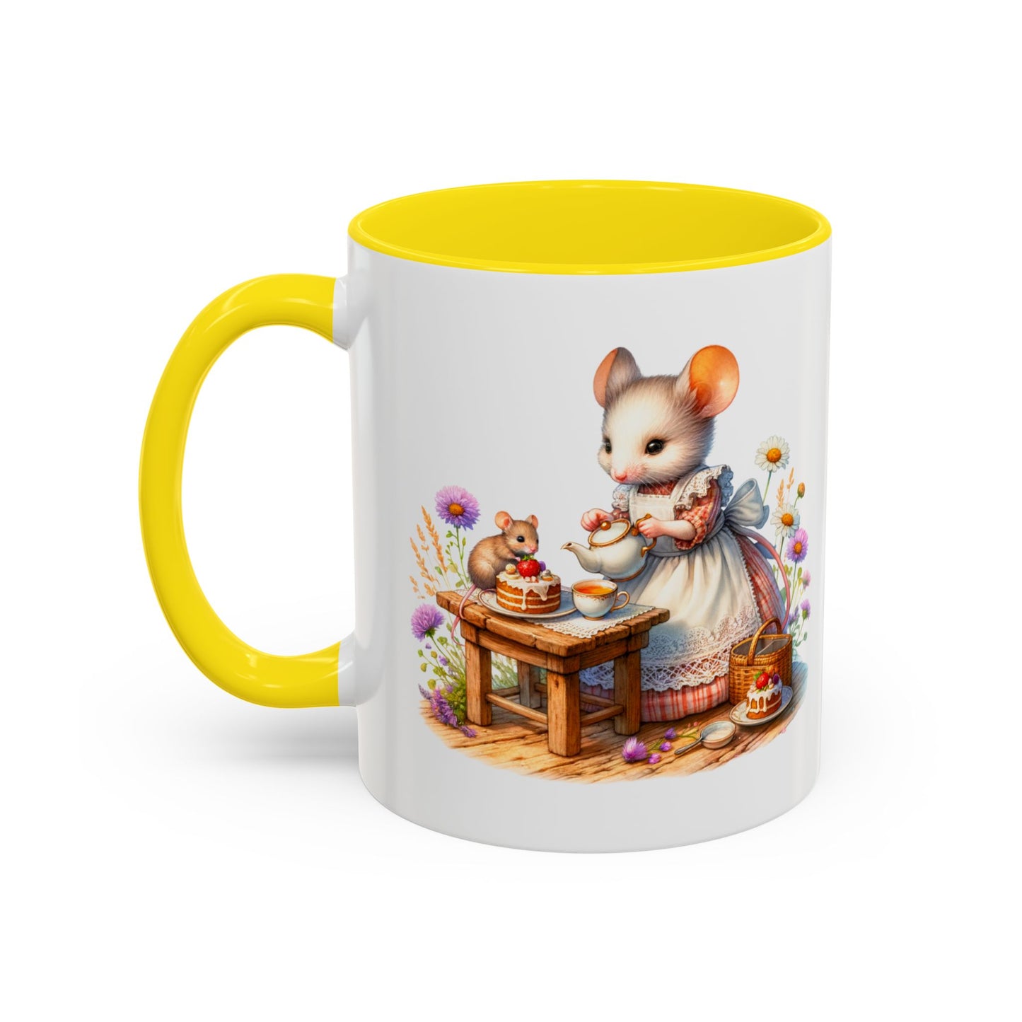 Adorable Mouse Kitchen Coffee Mug, Cute Animal Mug, Gift for Baking Lovers, Cozy Home Decor, Kitchenware, Tea Mug, Floral Design