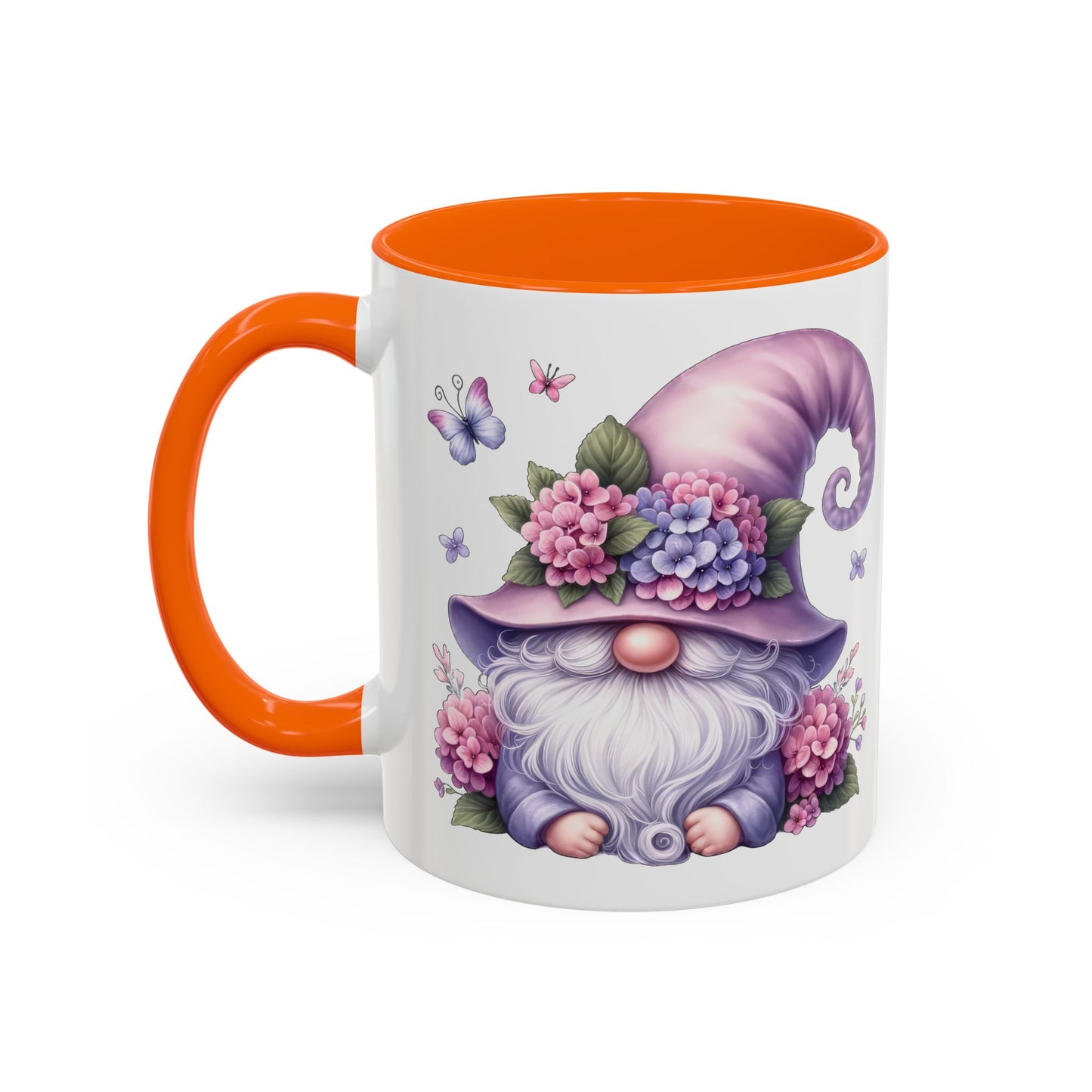Gnome Floral Accent Coffee Mug, Cute Gnome Mug, Gift for Garden Lovers, Mother's Day Coffee Cup, Spring Decor, Personalized Mug