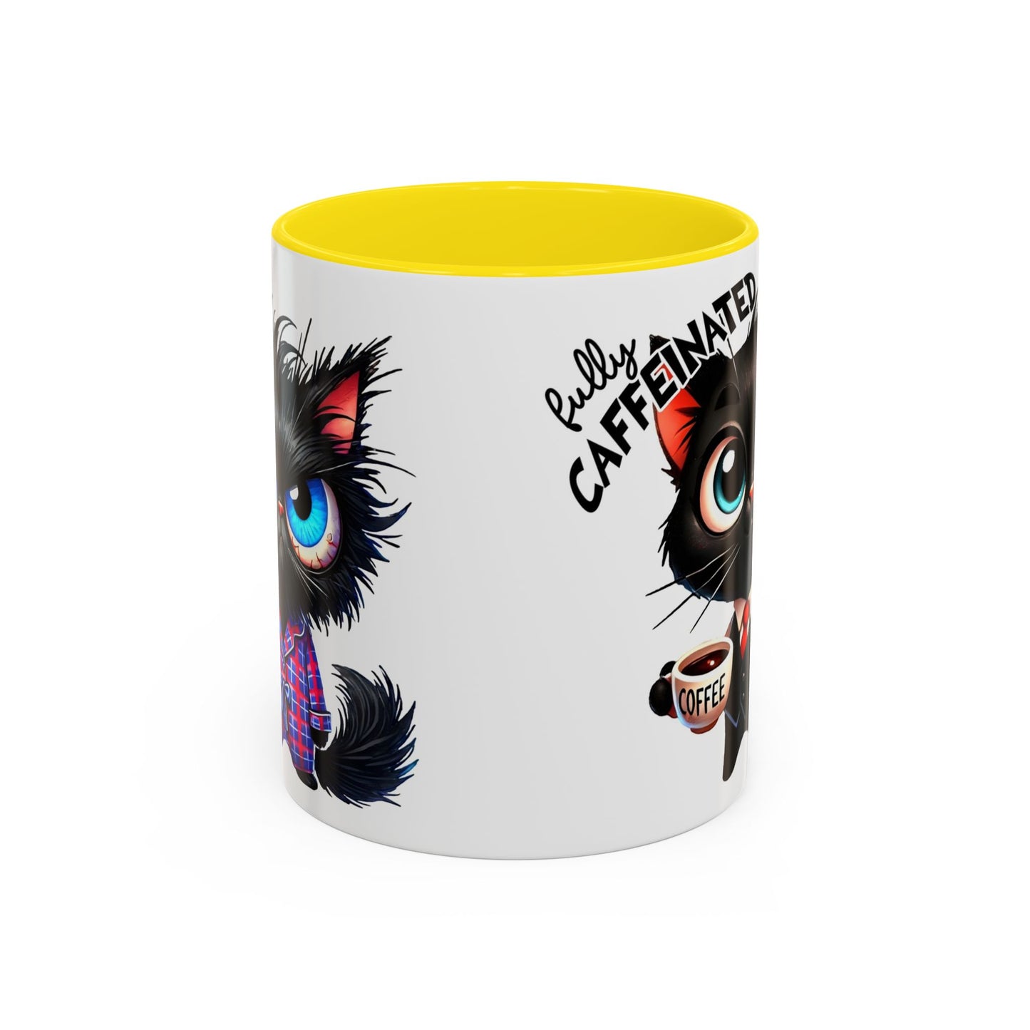 Whimsical Cat-Themed Coffee Mug, Fully Caffeinated, Gift for Cat Lovers, Fun Kitchen Decor, Birthday Gift, Unique Coffee Lover Mug