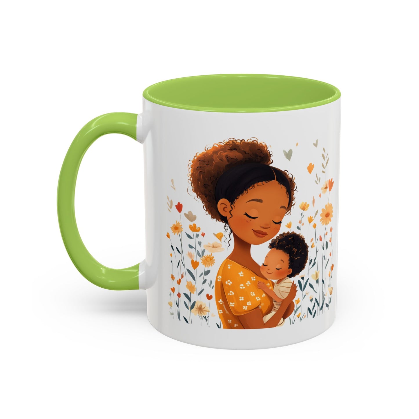 Warmth & Love Mug, Floral Mother & Child Coffee Cup, Gift for Mom, Cozy Drinkware, Baby Shower Mug, Family Bonding