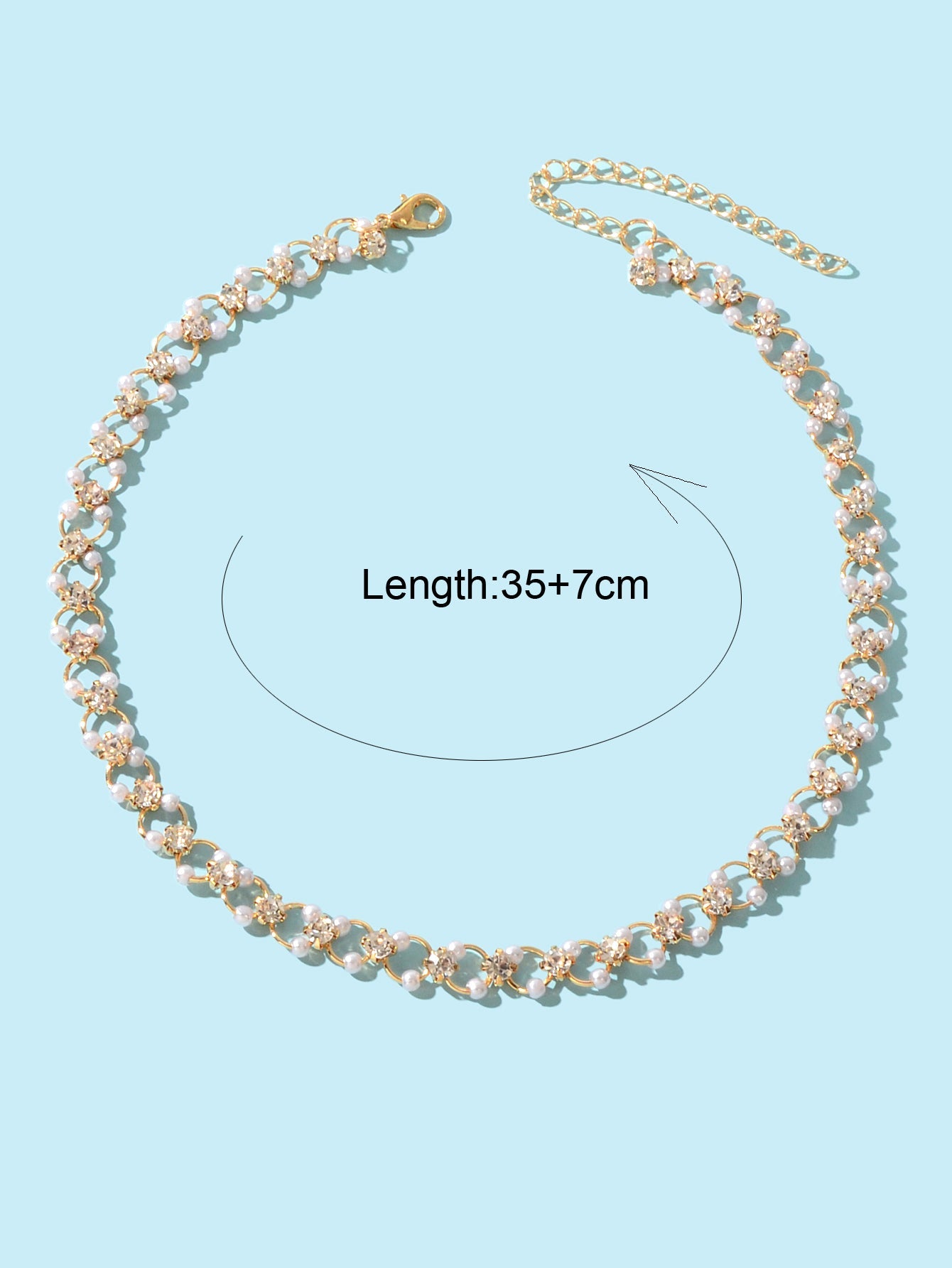 Wedding Engagement Gift Jewellery Rhinestone Pearl Decor Hollow Choker Necklace-1