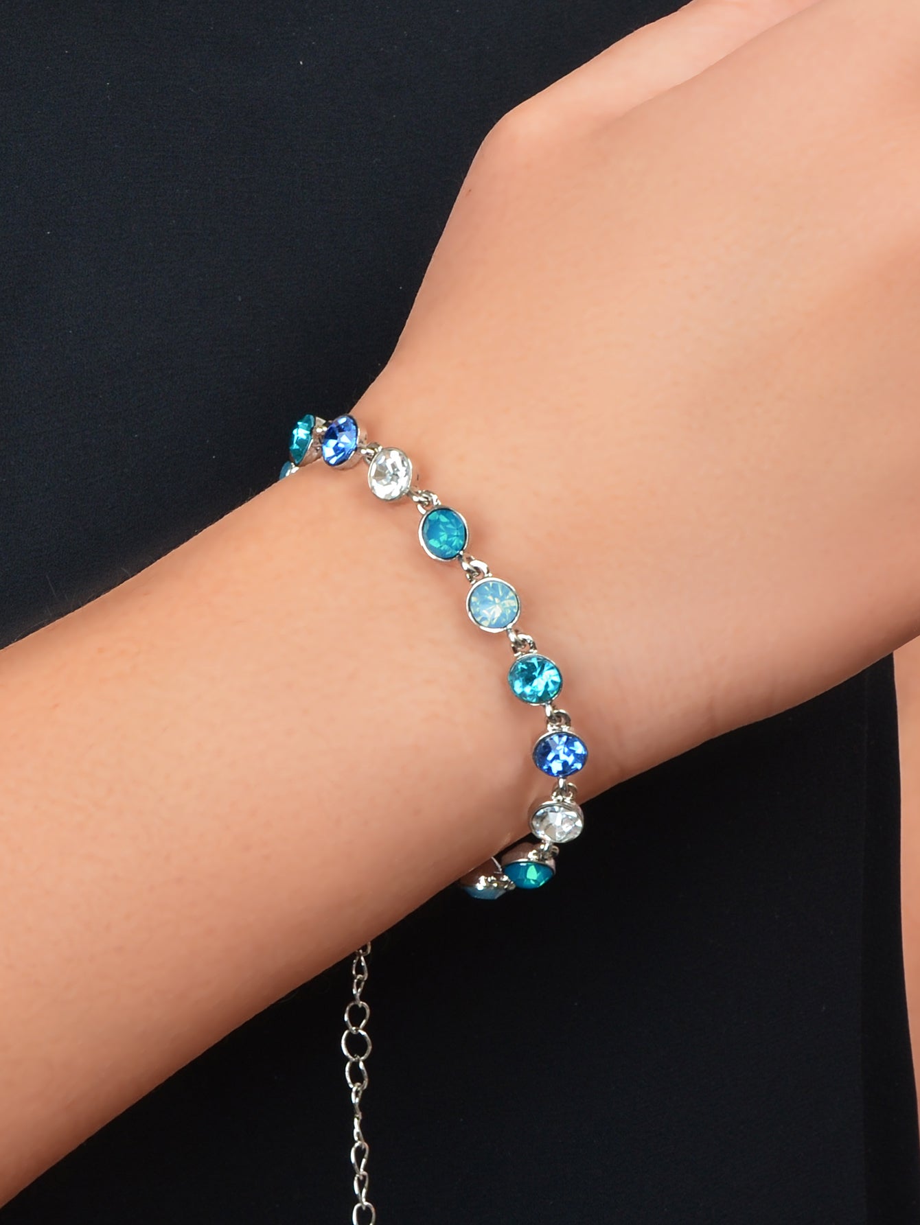 Luxury Blue Transparent Big Cubic Zirconia Bracelet Wedding Engagement Jewellery-1