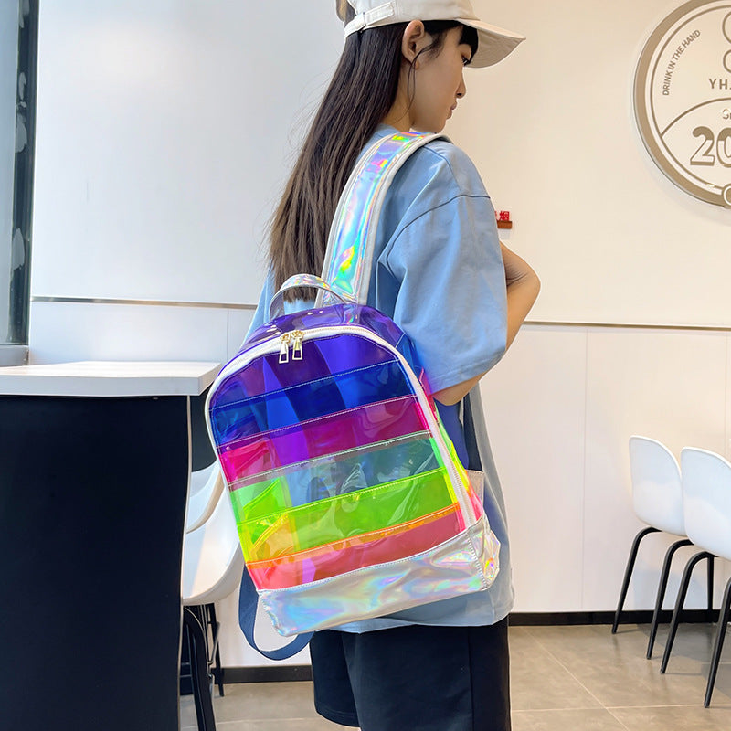 Sen Girls Fashion Rainbow Personalized Foreigner PVC Backpack