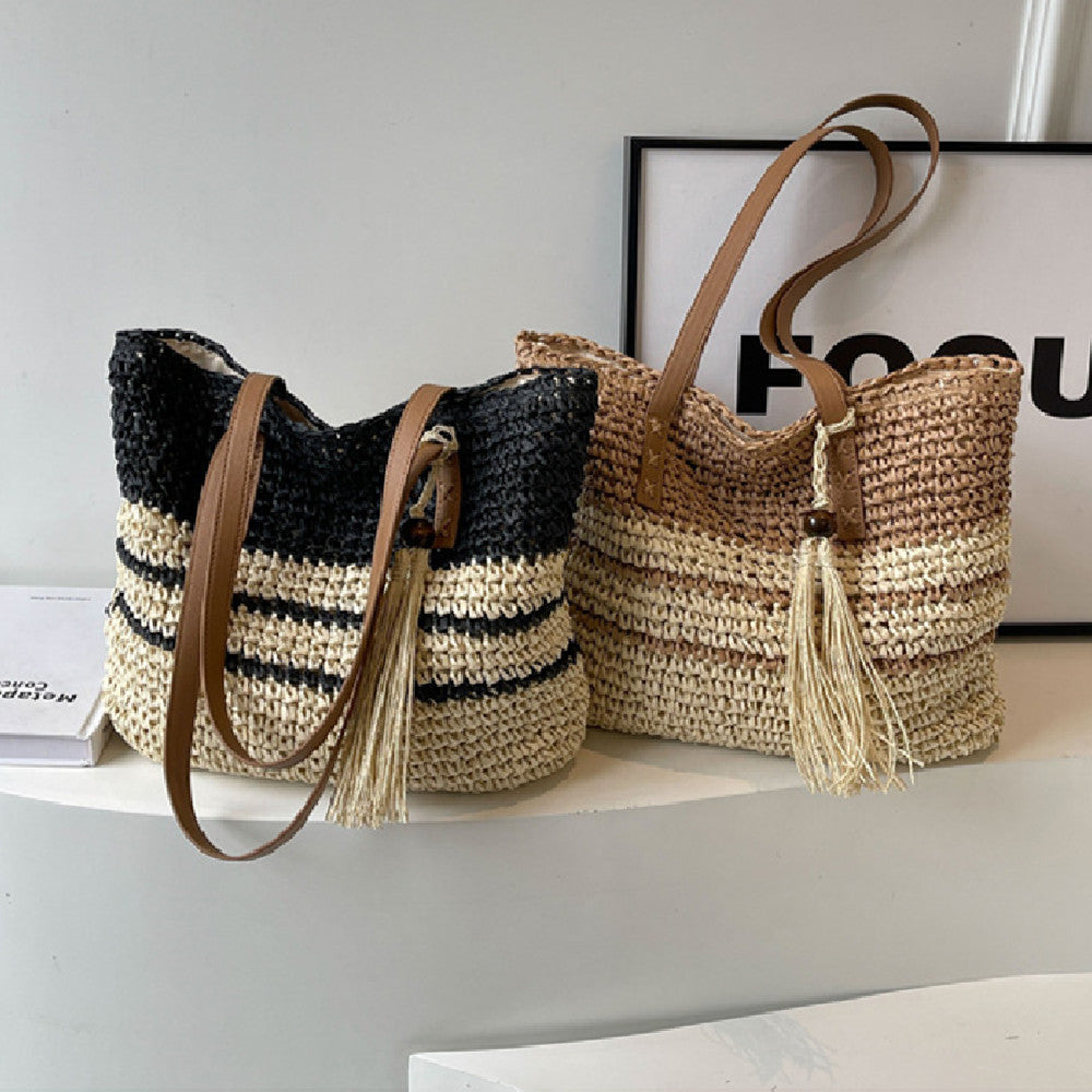 New Niche Contrast Color Large Capacity Woven Bag Store Hive UNIjuntos