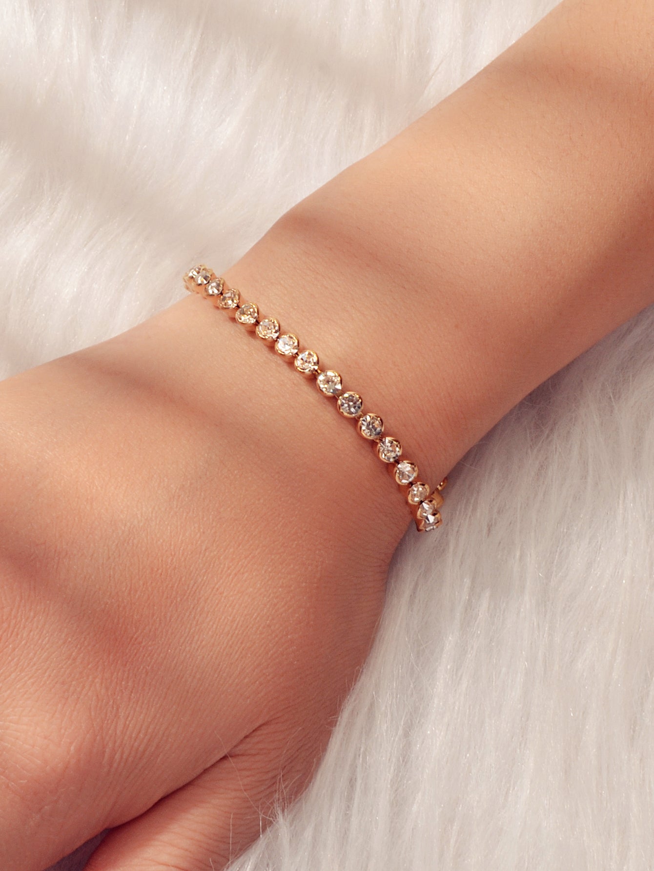 Luxury Full Rhinestone Tennis Bracelet Girl Bling Crystal Wedding Party Jewelry-4