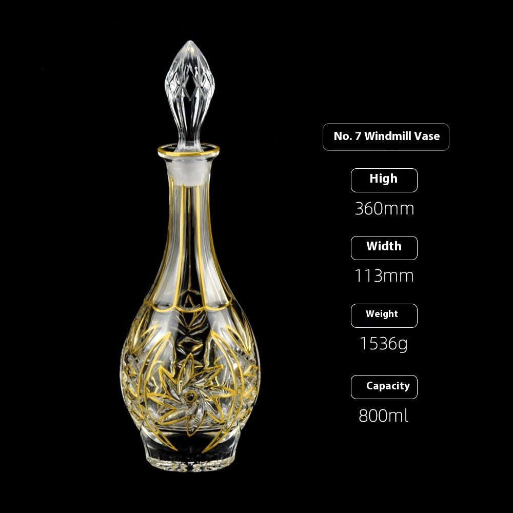 Gold Drawing Line Foreign Wine Bottle Crystal Glass Creative Whiskey Bottle