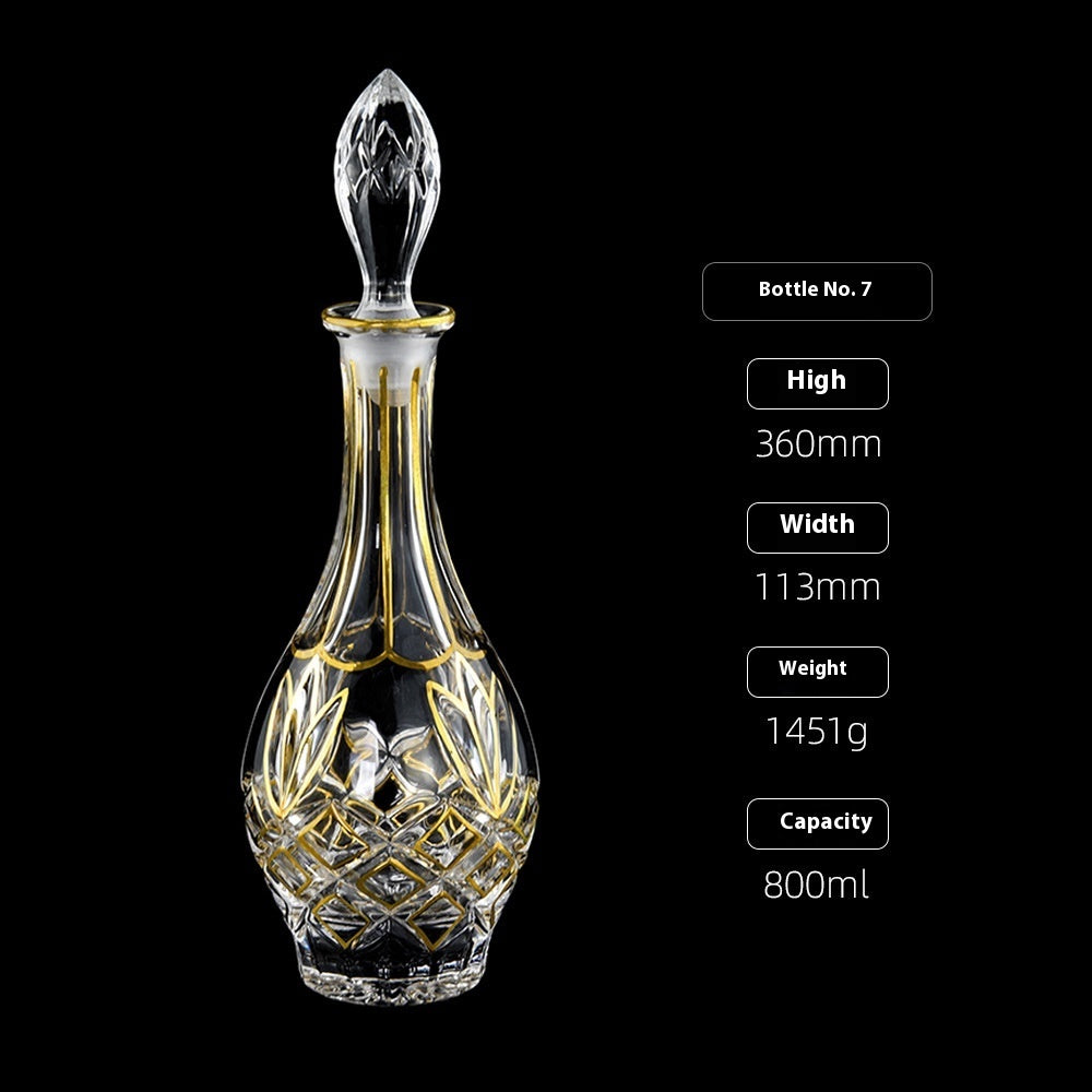 Gold Drawing Line Foreign Wine Bottle Crystal Glass Creative Whiskey Bottle