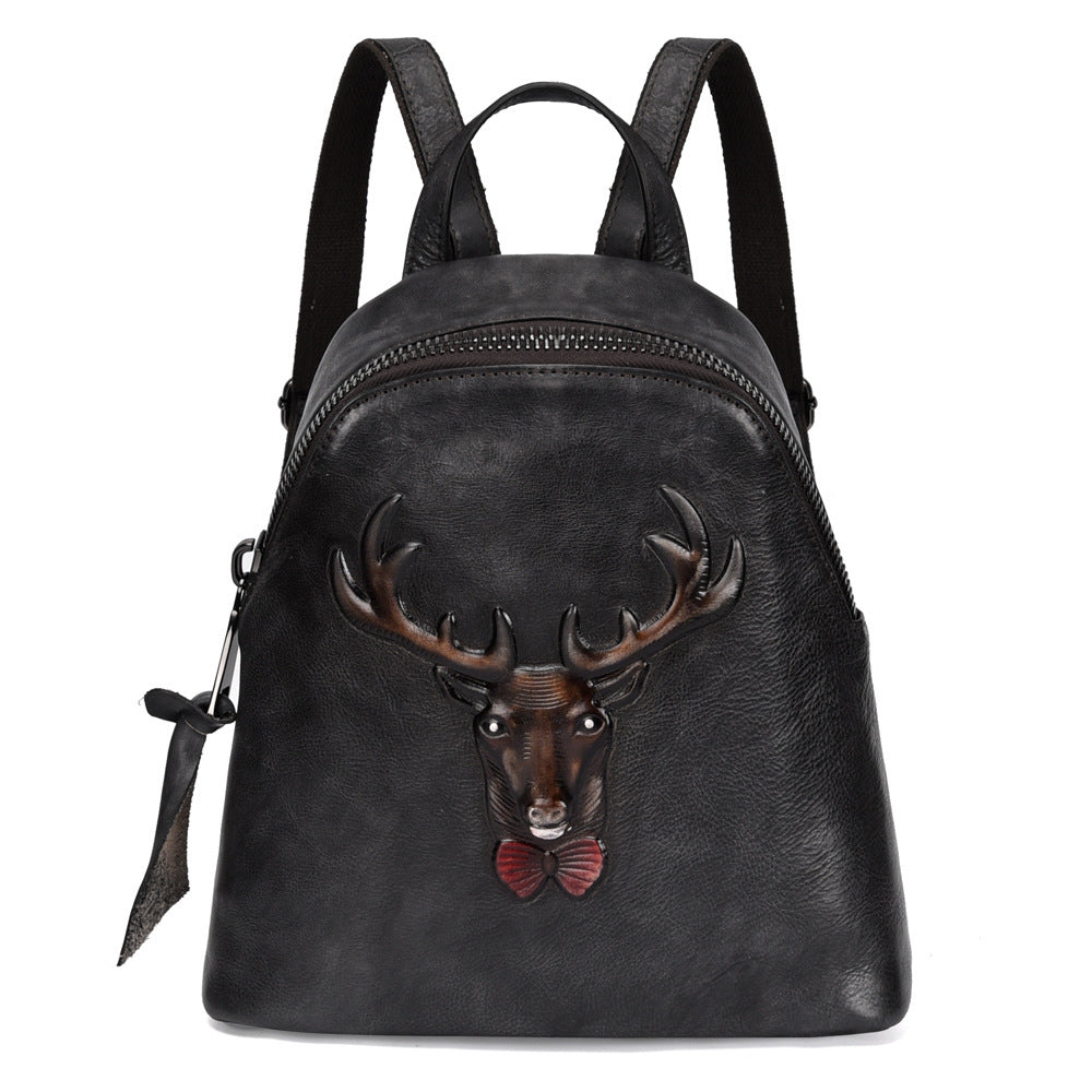 New Style Tree Skin care lotion Leather Retro Double Shoulder Bag Head Layer Cowhide Backpack Male Hand Rubbed Color Leather Casual School Bag Female JFA UNIjuntos Entreprise