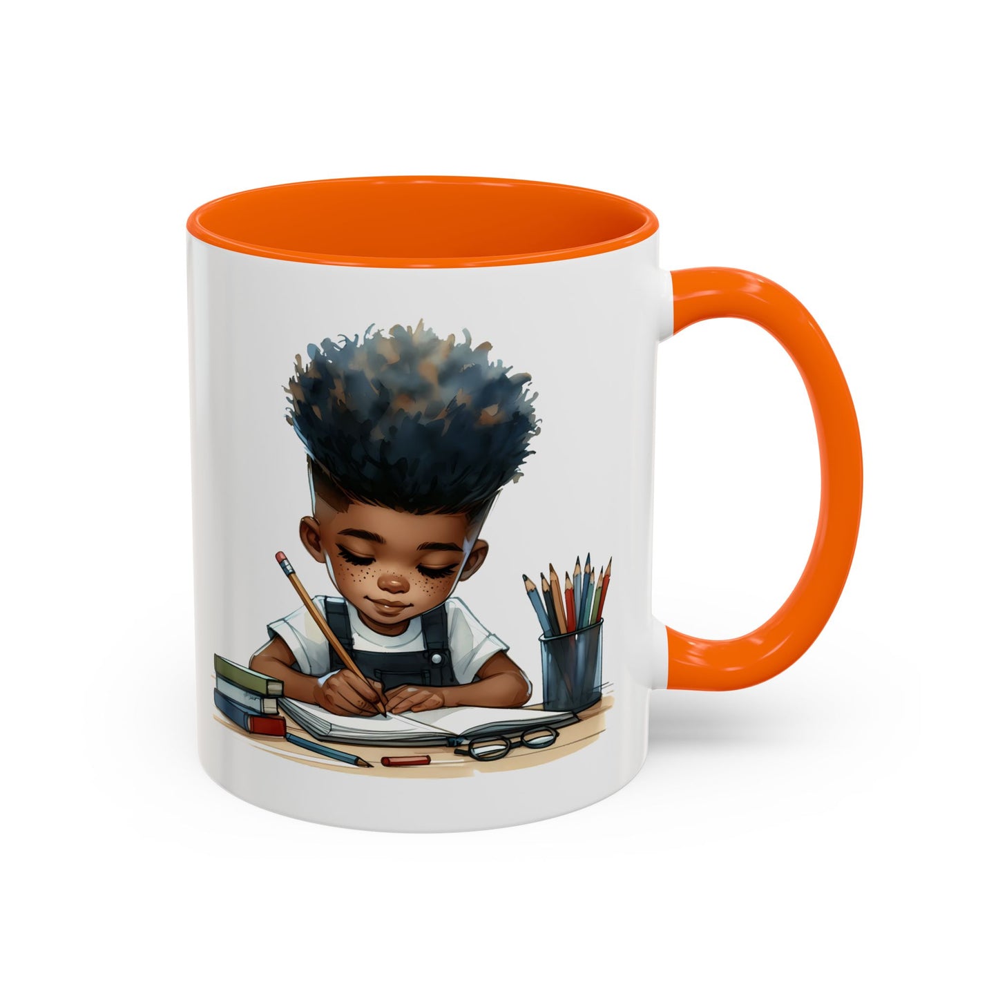 Creative Kids Coffee Mug, Black Accent Mug, Cute Student Gift, Kids Artwork Mug, Back-to-School Coffee Cup, Educational Gift Idea