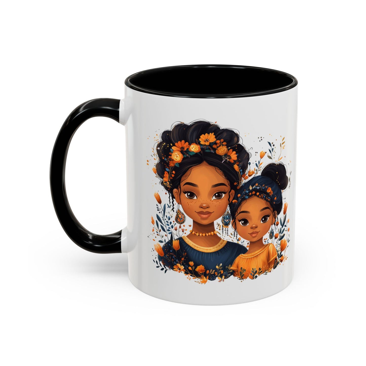 Cute Floral Accent Mug for Coffee Lovers, Gift for Moms, Family Bonding, Fall Decor, Unique Tea Mug
