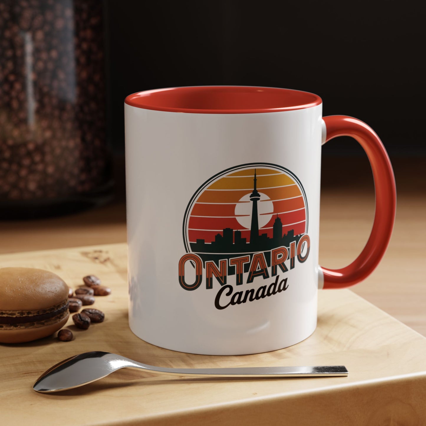 Ontario Skyline Accent Coffee Mug, Retro Travel Mug, Gift for Coffee Lovers, Ontario Souvenir, Unique Kitchen Decor