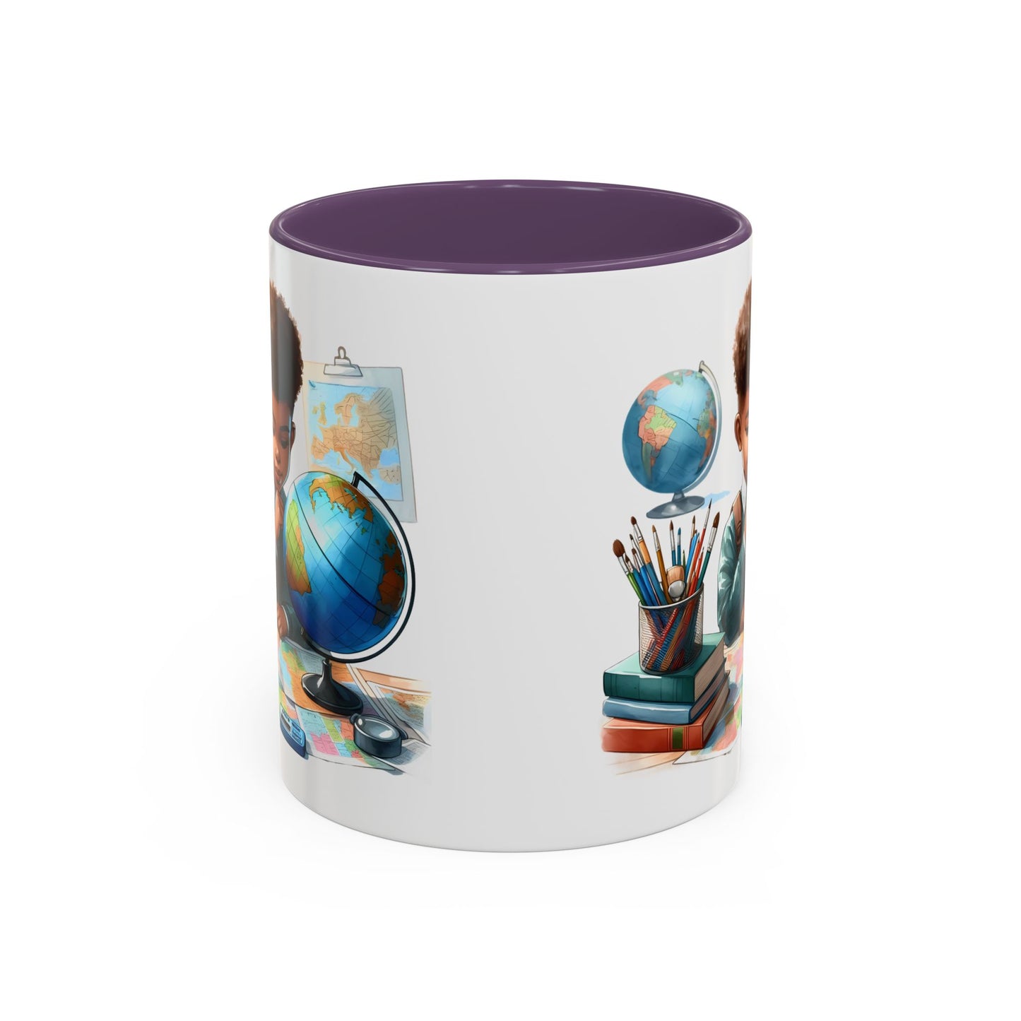 World Explorer Accent Coffee Mug - Perfect for Students, Travel Lovers, Teachers, Back to School, Gift for Kids