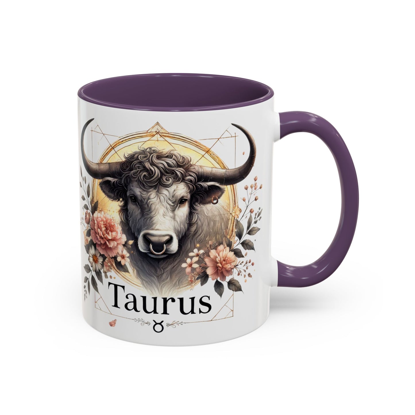 Taurus Floral Accent Coffee Mug | Astrology Gift for Taurus Fans | Office, Birthday, Zodiac Decor, Personalized Mug, Home & Kitchen