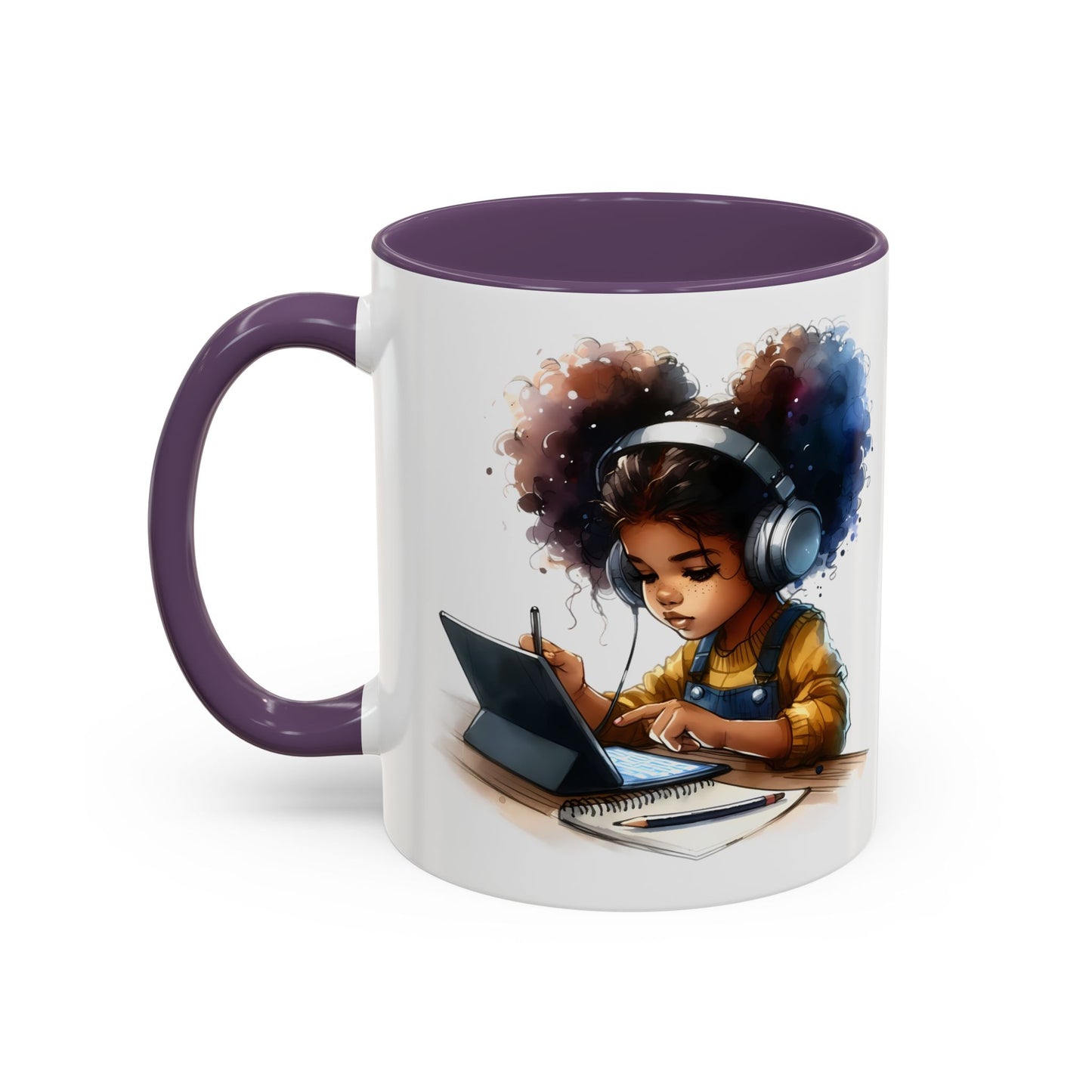 Vibrant Kid's Study Mug, Art Inspired Coffee Cup, Black Handle Tea Mug, Creative Gift for Students, Birthday Present