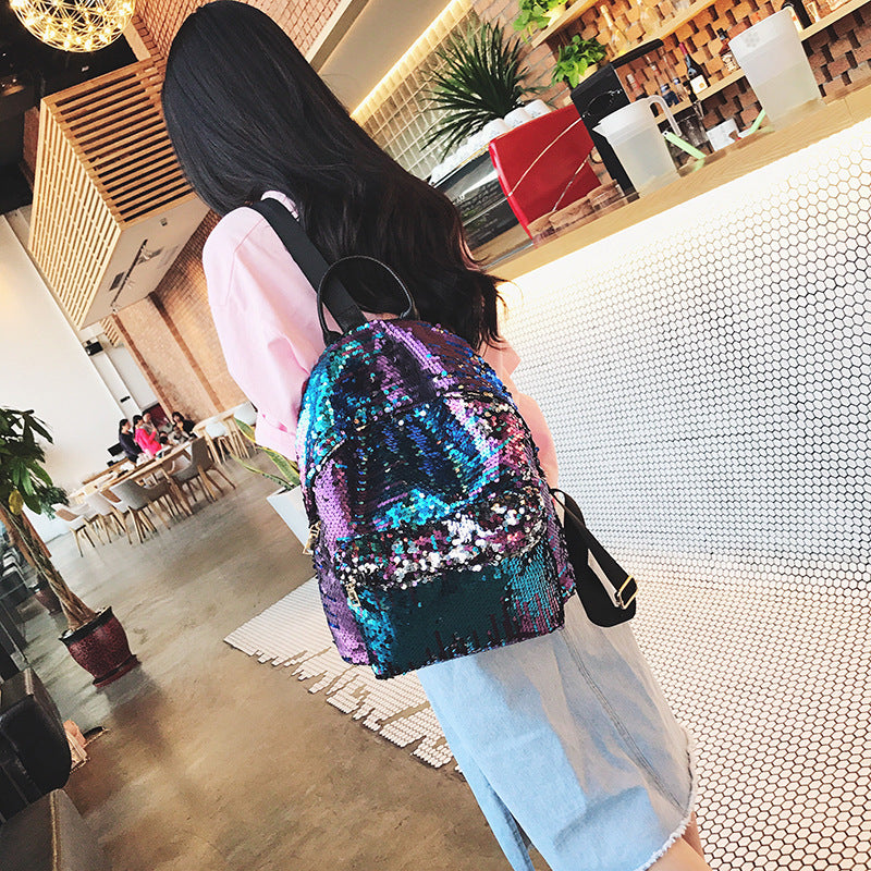 Korean street fashion sequins backpack Backpack Bag New Spring and summer personality fashion bag