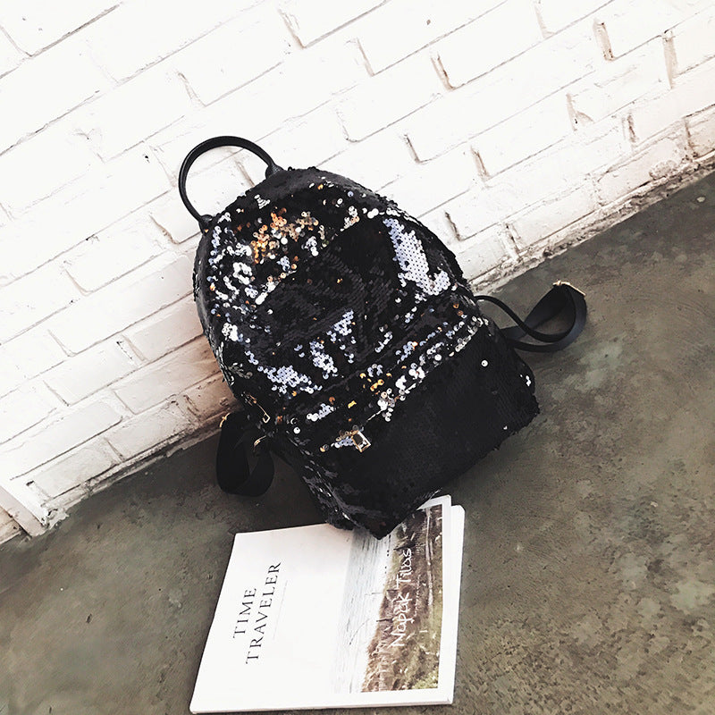 Korean street fashion sequins backpack Backpack Bag New Spring and summer personality fashion bag