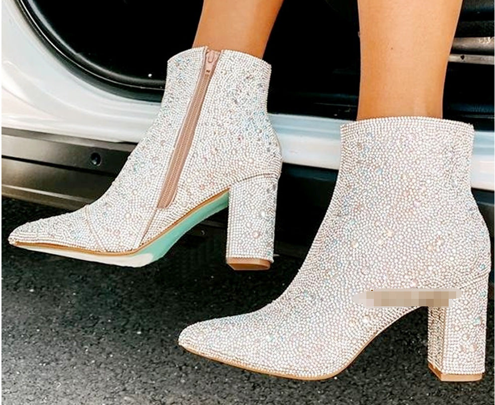 Rhinestone Pointed Toe Fashion Ankle Boots Store Hive UNIjuntos