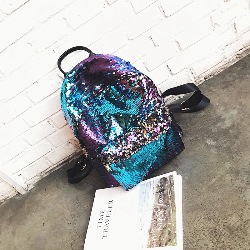 Korean street fashion sequins backpack Backpack Bag New Spring and summer personality fashion bag