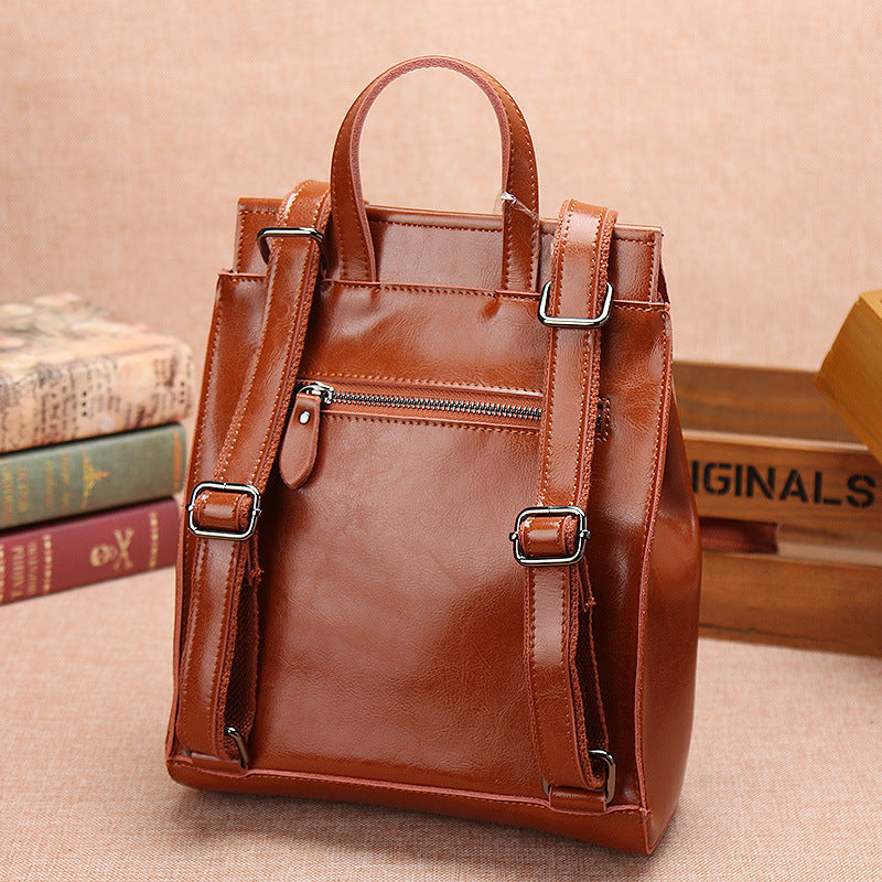 Vintage fashion leather large capacity travel backpack
