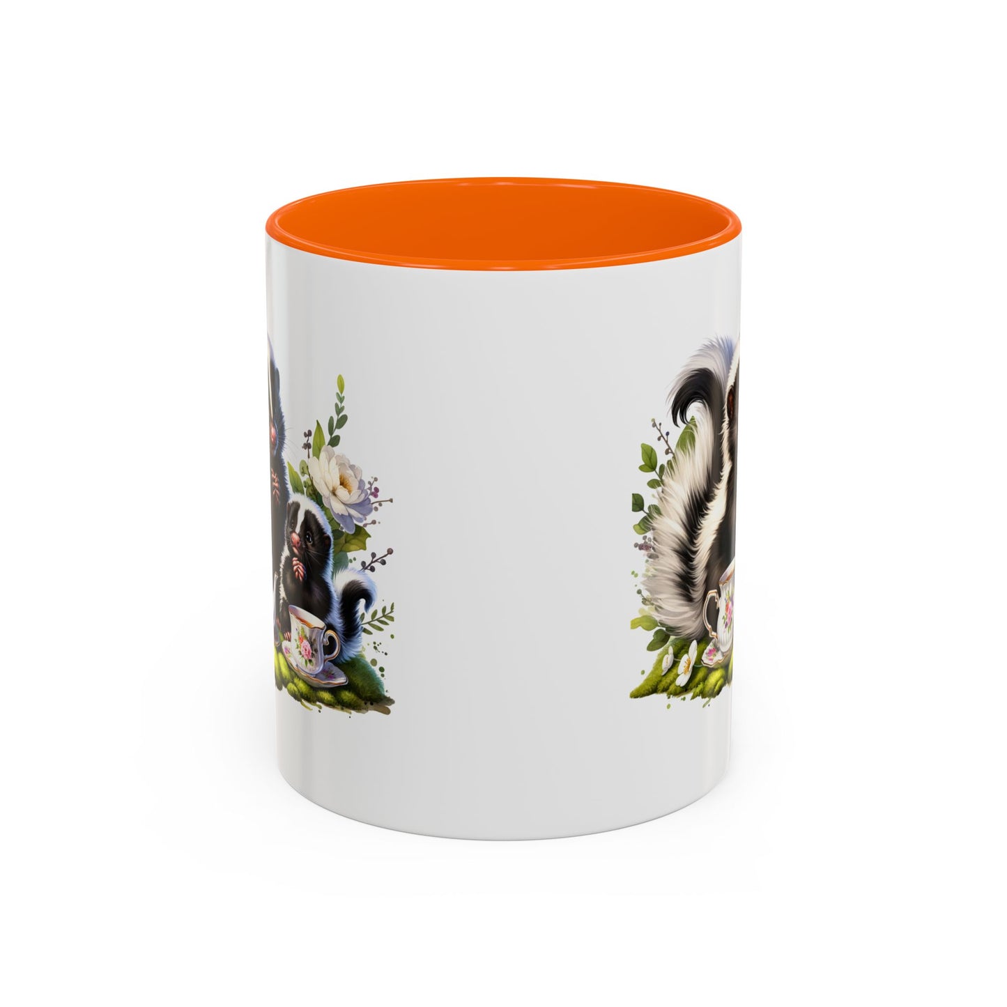 Whimsical Skunk Accent Coffee Mug - Cute Animal Art, Gift for Nature Lovers, Floral Design, Tea and Coffee Enthusiasts, Home Decor