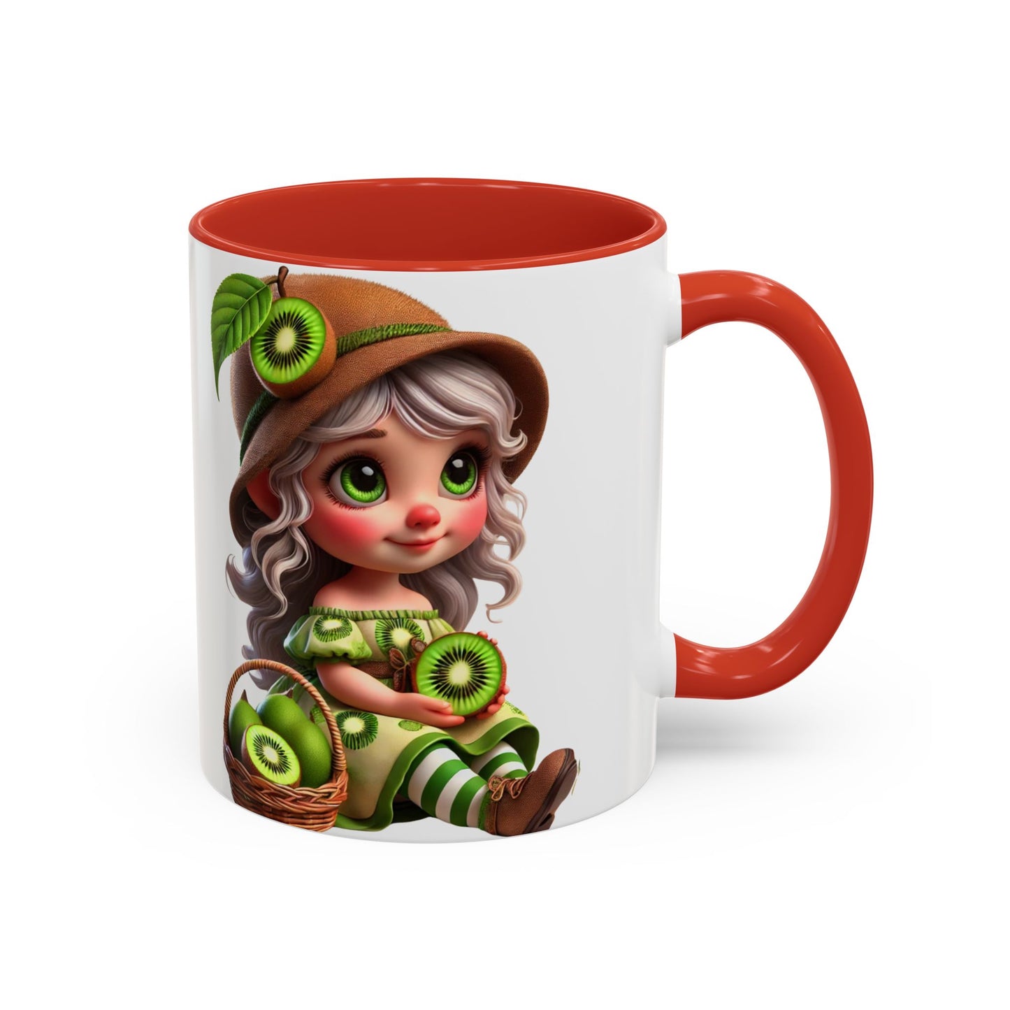 Whimsical Kiwi Accent Coffee Mug - Adorable Greenery Design for Nature Lovers