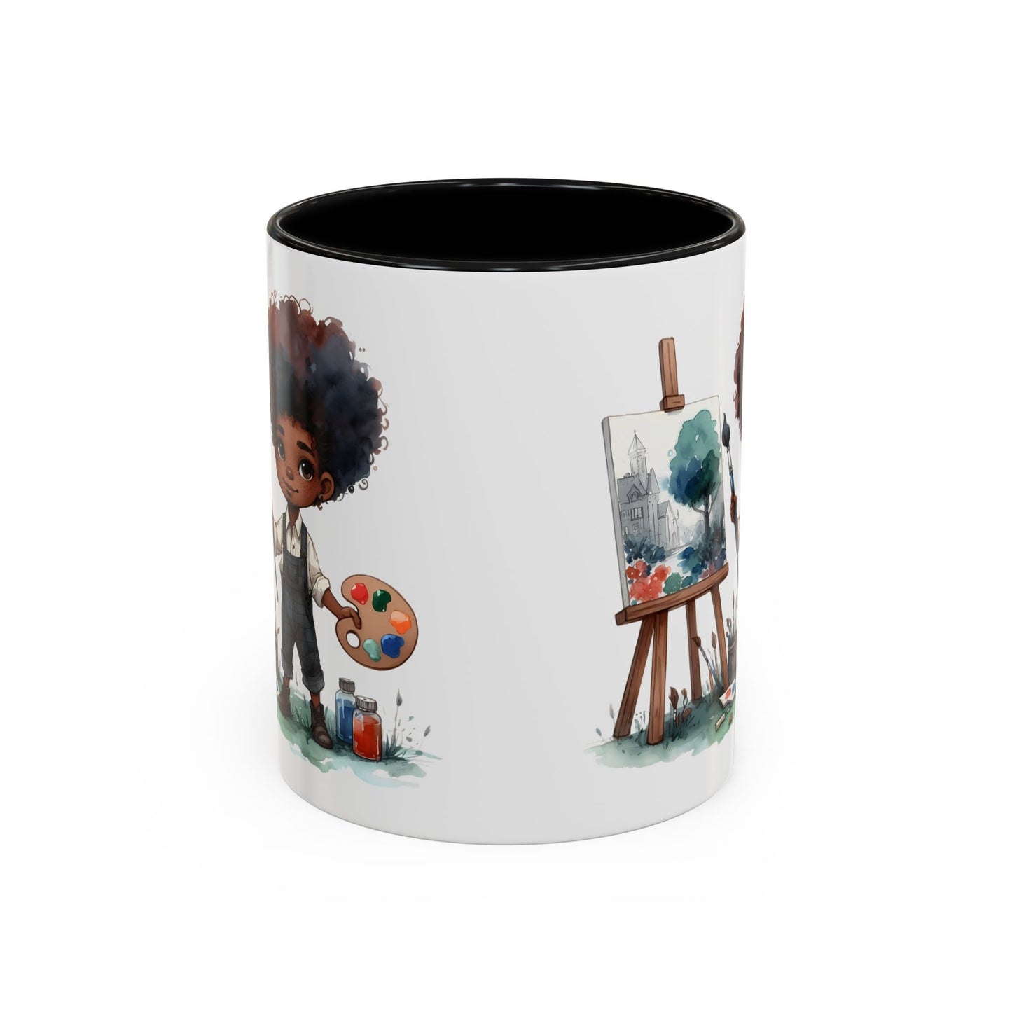Creative Kid's Coffee Mug | Art Lover Gift | Black & White Accent Mug | Unique Art Design | Children's Art Decor | Fun Ceramic Cup