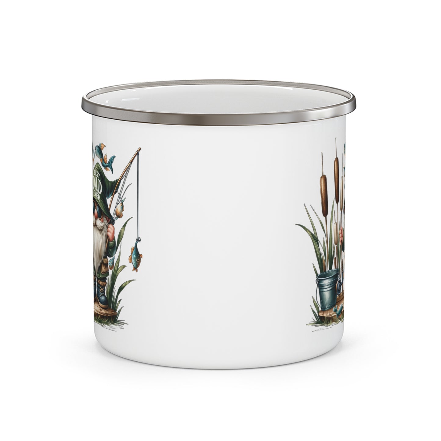 Best Dad Ever Enamel Camping Mug, Fishing Mug, Outdoor Coffee Cup, Father's Day Gift, Gnome Decor, Camping Accessories