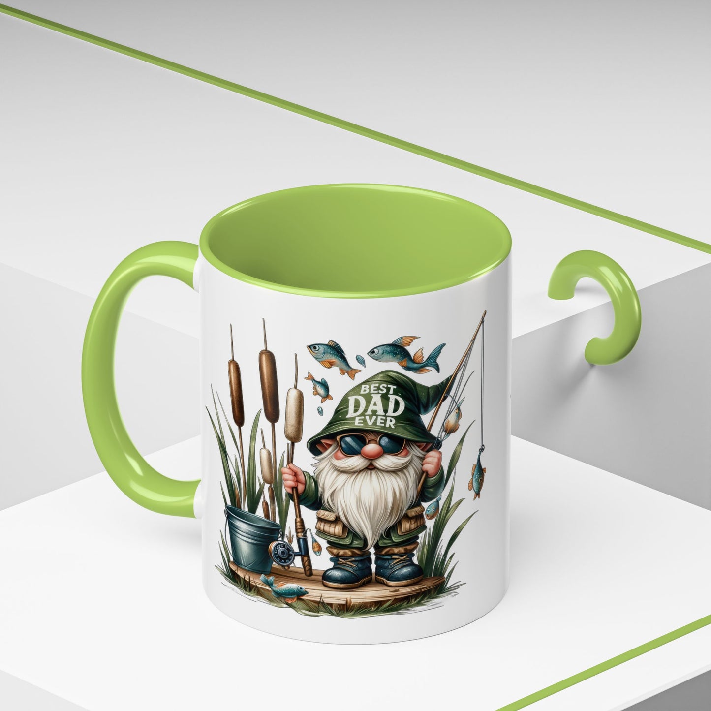 Fishing Gnome Coffee Mug, Best Dad Ever, Father's Day Gift, Dad's Mug, Gnome Decor, Outdoor Lover's Cup