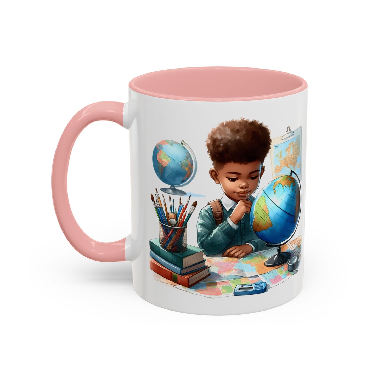 World Explorer Accent Coffee Mug - Perfect for Students, Travel Lovers, Teachers, Back to School, Gift for Kids