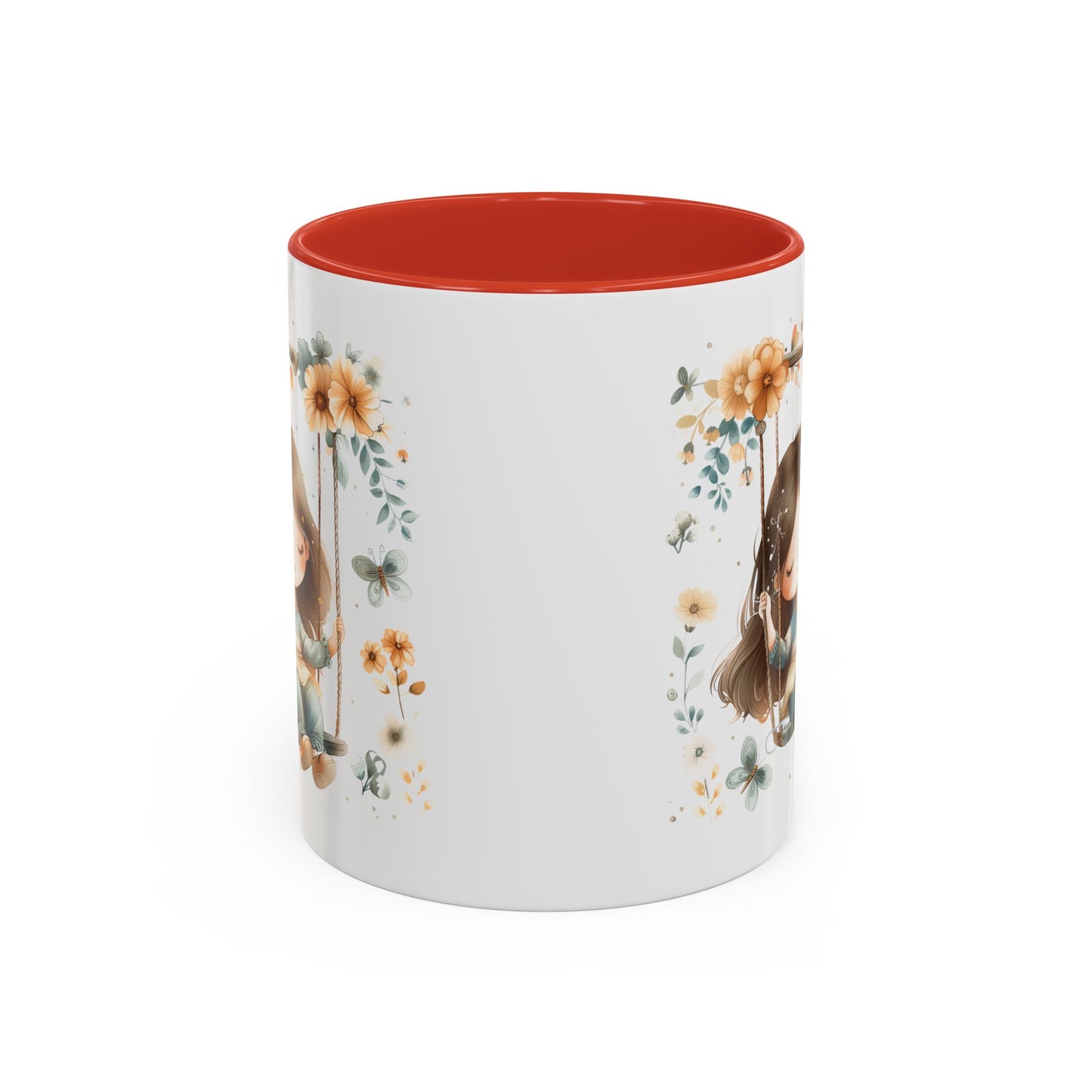 Whimsical Floral Swing Accent Coffee Mug, Cute Gift for Tea Lovers, Cozy Home Decor, Ideal for Birthdays, Mother’s Day, Girlfriend Gift