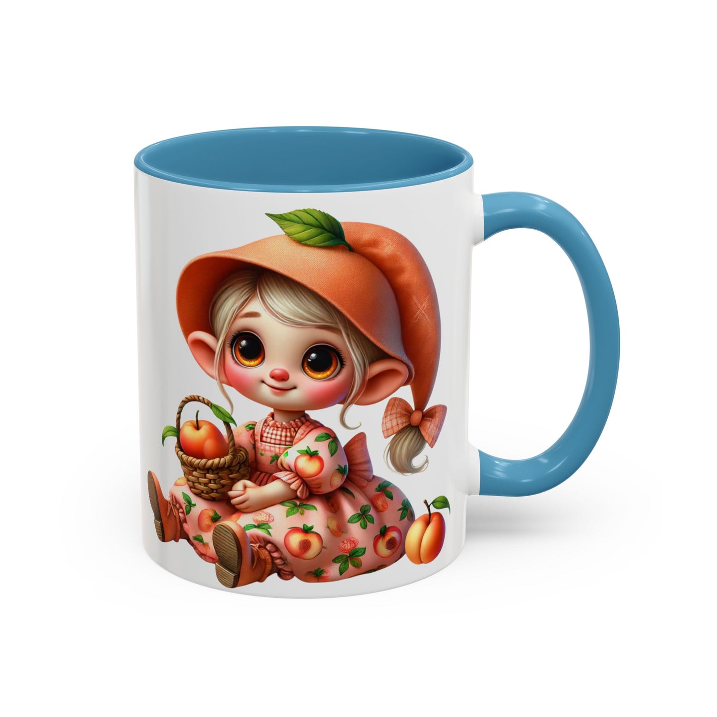 Cute Peach Character Accent Coffee Mug - 11 & 15oz