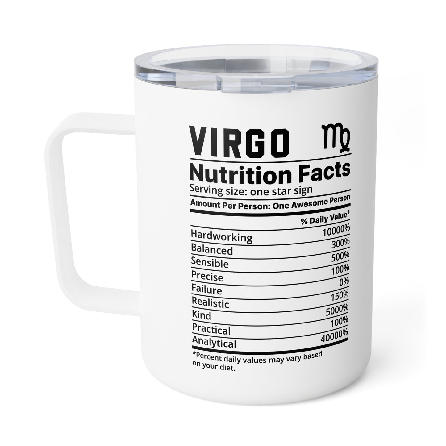 Creative Nutrition Facts Coffee Mug - 10oz Insulated Drinkware, Gift for Foodies, Kitchen Decor, Funny Coffee Mug, Unique Holiday Present