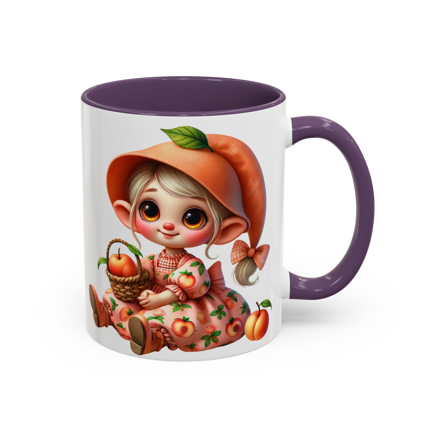 Cute Peach Character Accent Coffee Mug - 11 & 15oz