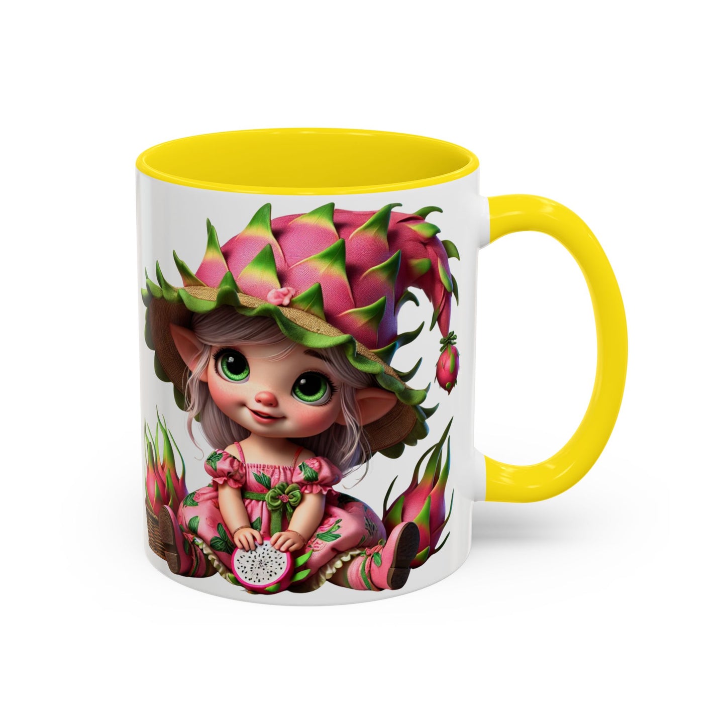 Whimsical Dragon Fruit Character Coffee Mug - Perfect for Plant Lovers & Fantasy Fans