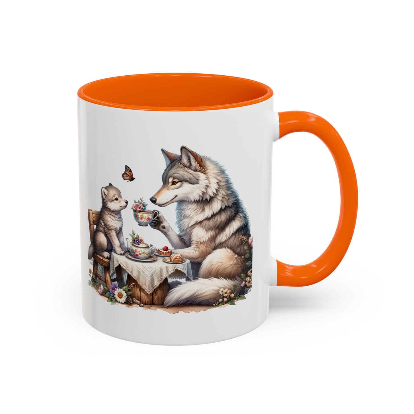 Whimsical Wolf Tea Time Mug | Cute Animal Coffee Cup, Gifts for Animal Lovers, Home Decor, Cozy Kitchen, Unique Gift Idea